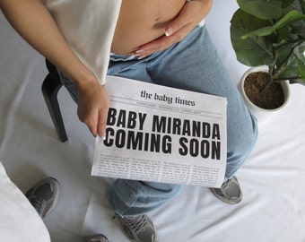 Cute Newspaper Pregnancy Announcement (Editable Download)