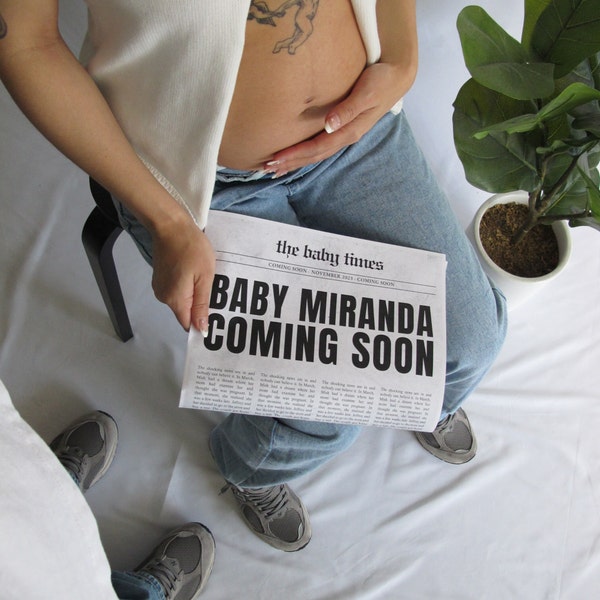 Cute Newspaper Pregnancy Announcement (Editable Download)