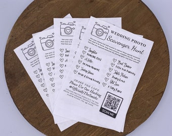 Wedding Photo Scavenger Hunt Template with Hashtag and QR Code | Editable and Printable | Digital Download | Wedding game | ISpy Table Game