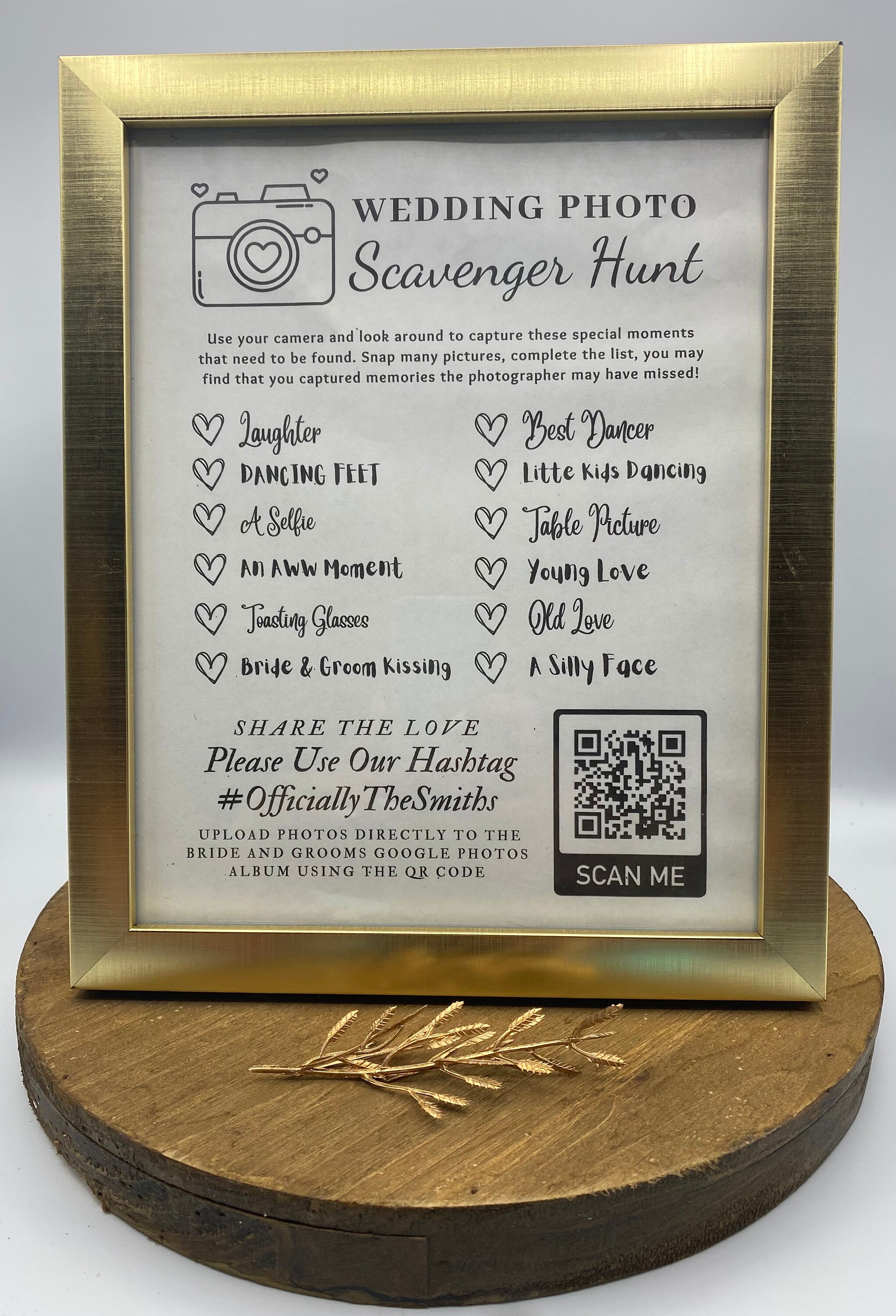 Wedding Photo Scavenger Hunt Template With Hashtag and QR Code Etsy