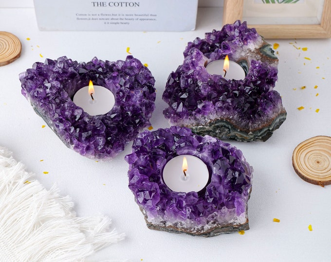 Amethyst Cluster Candle Holders 5 Votives RK1200B5 Etsy