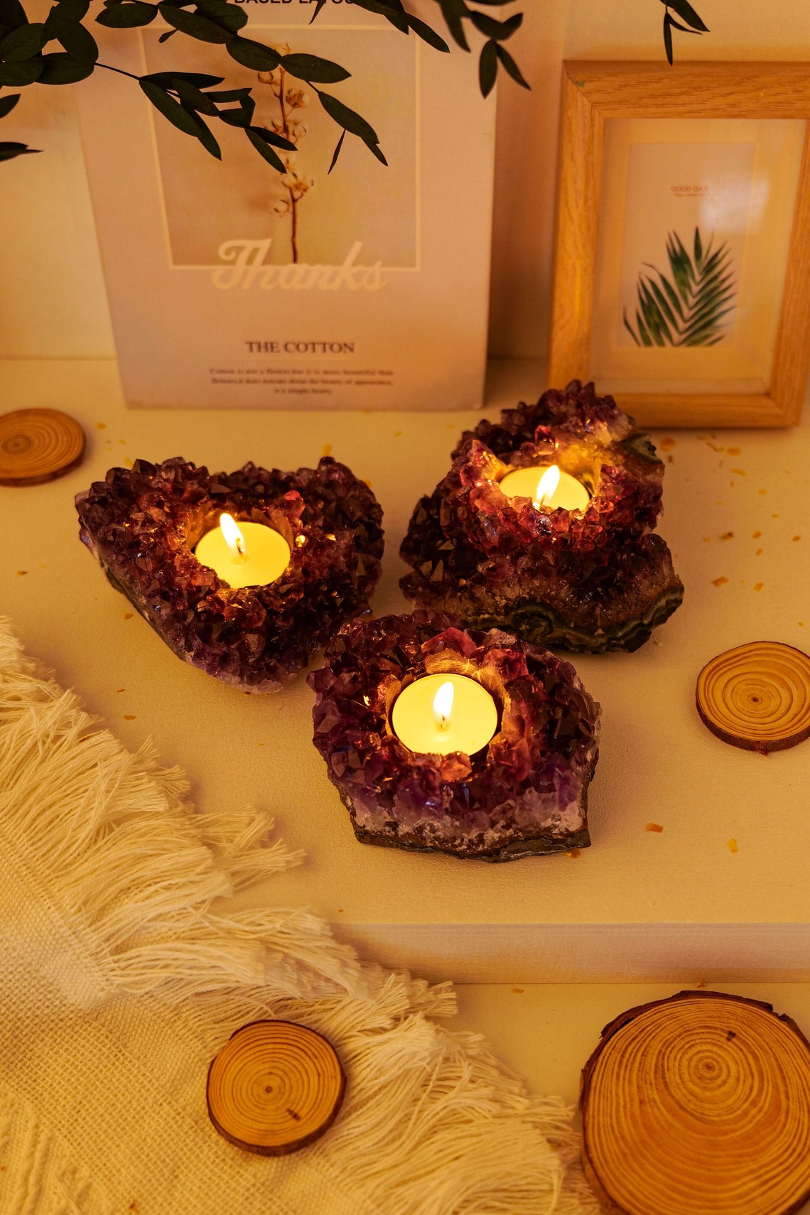 Natural Crystal Candle Holder. Amethyst Cluster Candle Etsy