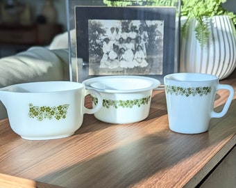 Choice of Vintage Pyrex Spring Blossom Pyrex Crazy Daisy Pattern Butter Tub Coffee Mug and Gravy Boat Vintage 1960s Dishes