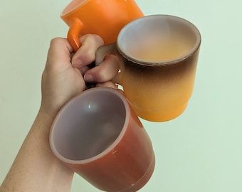 Vintage Orange Fire-king Super Dice (domino) Stacking Mug (1940