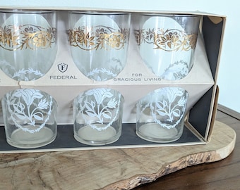 Set of Federal Glasses in Original Box Vintage Federal Glass 16 Oz Set of 4