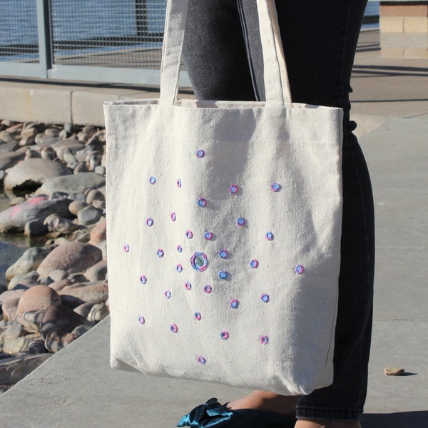 Canvas Tote bag,  hand embroidery tote bag, aesthetic and cute tote bag, multipurpose tote bag, school college tote bag,fashionable tote bag