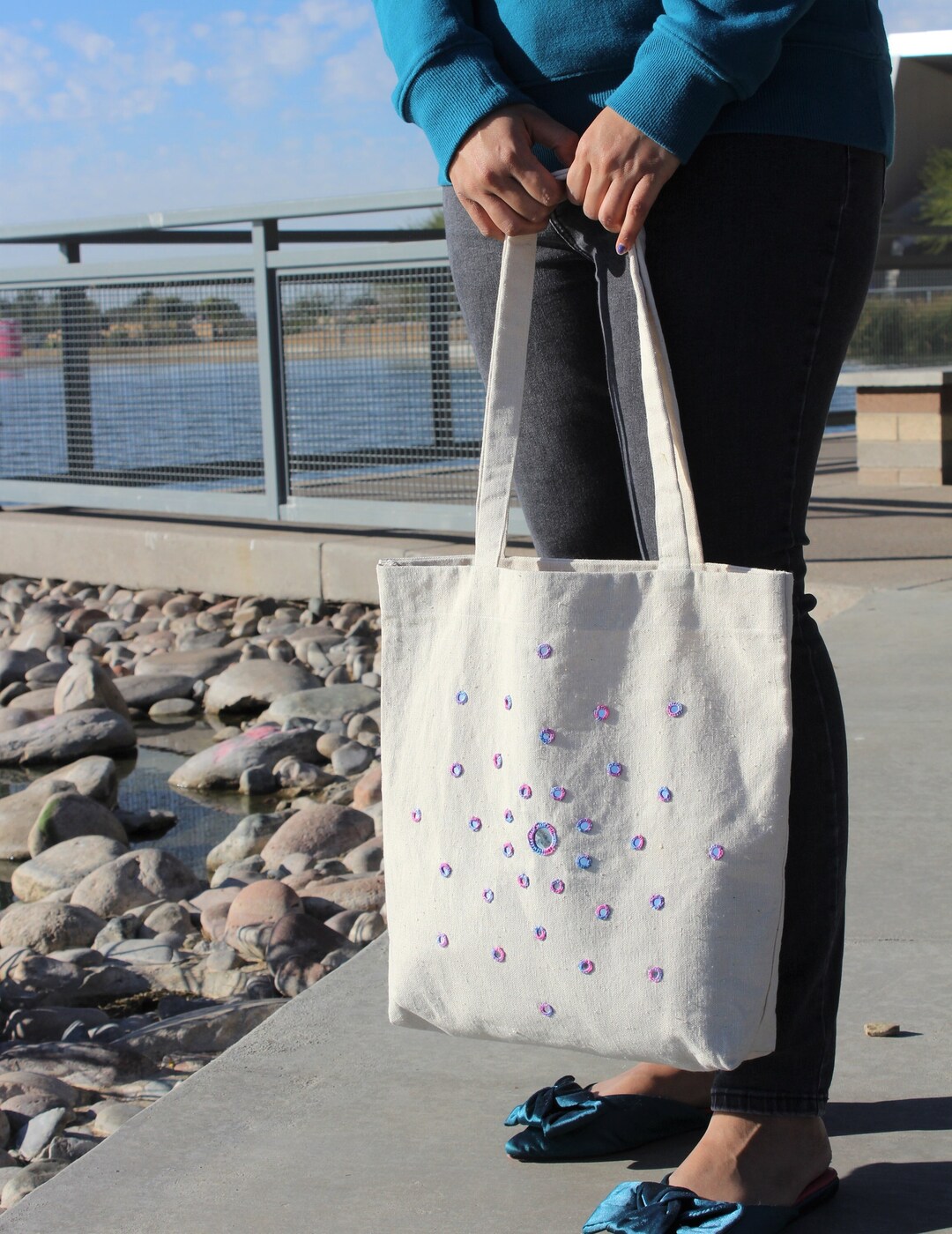 Canvas Tote Bag, Hand Embroidery Tote Bag, Aesthetic and Cute Tote Bag