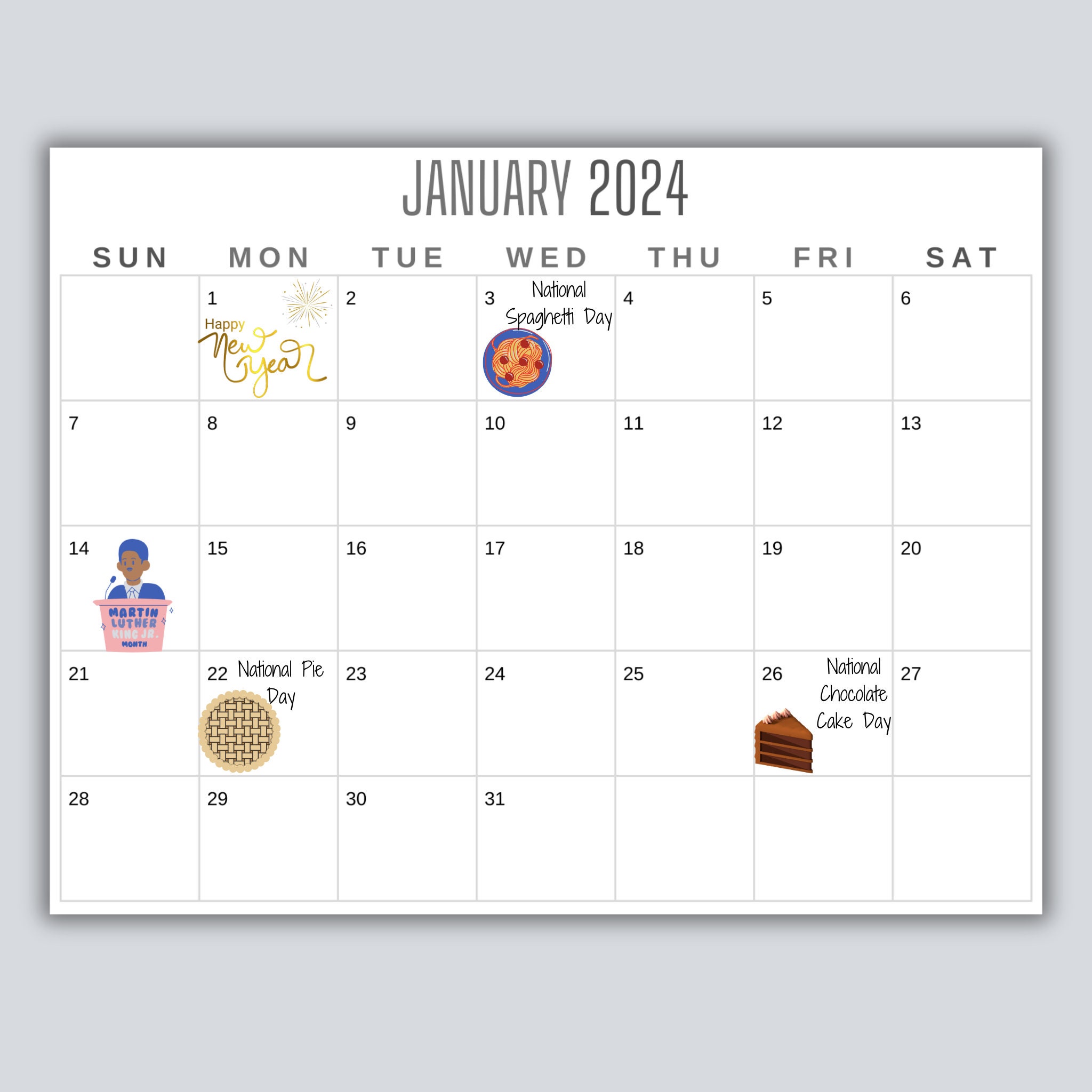 2024 Monthly Landscape Calendar Printable Etsy