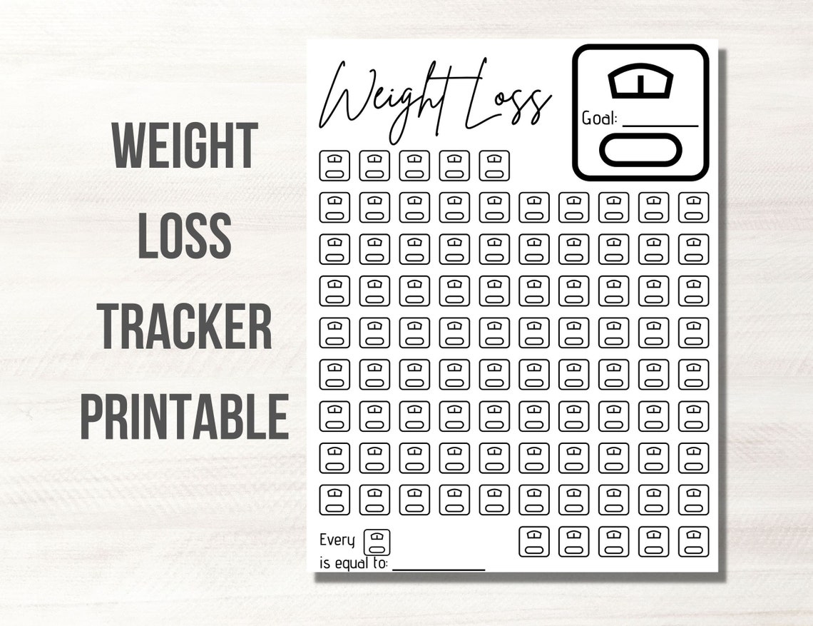 Printable Weight Loss Tracker Weight Tracking Fitness Goal Etsy