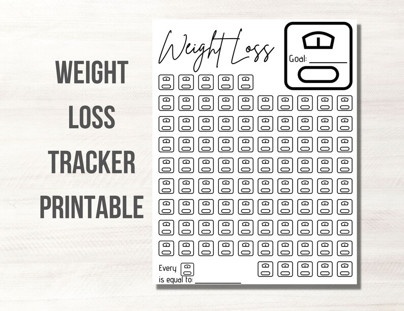 Printable Weight Loss Tracker Weight Tracking Fitness Goal Etsy