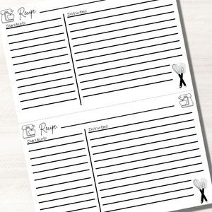 Recipe Card Printable Simple Recipe Cards Recipe Cards - Etsy