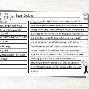Recipe Card Printable Simple Recipe Cards Recipe Cards - Etsy