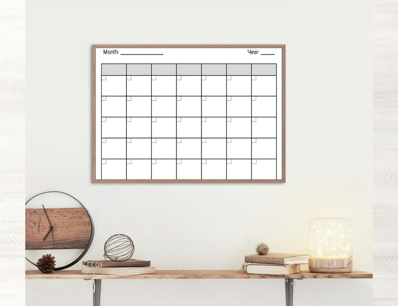 Blank Monthly Calendar Printable Landscape Planner - Etsy