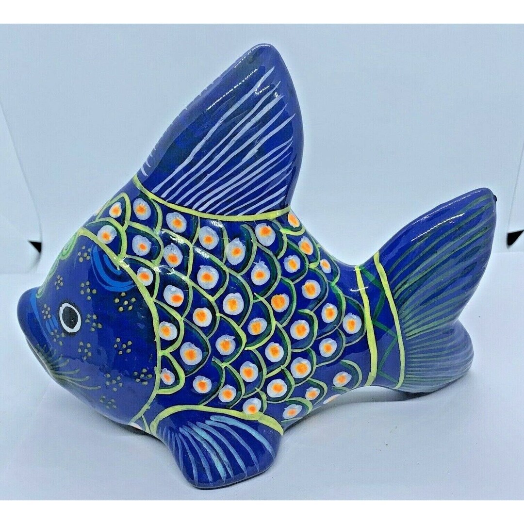 Mexican Ceramic Fish Folk Art Home Decor Etsy