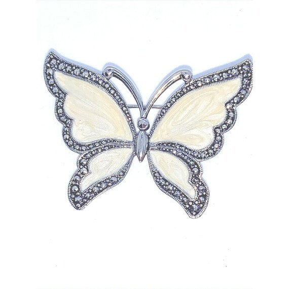 Vintage Avon 'Silver Whispering Wings' Enamel Mar… - image 5