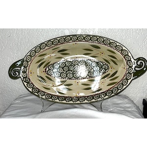 Temptations Green Old World Oblong Serving Soup Platter