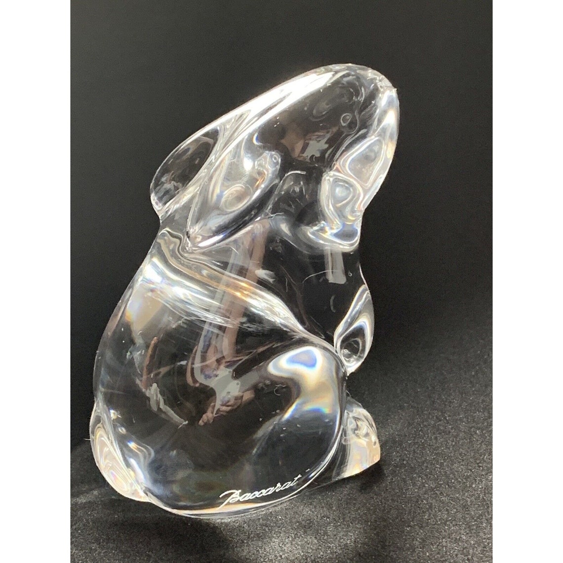 Baccarat Crystal Seated Hare Rabbit Figurine French Sculpted Signed ...