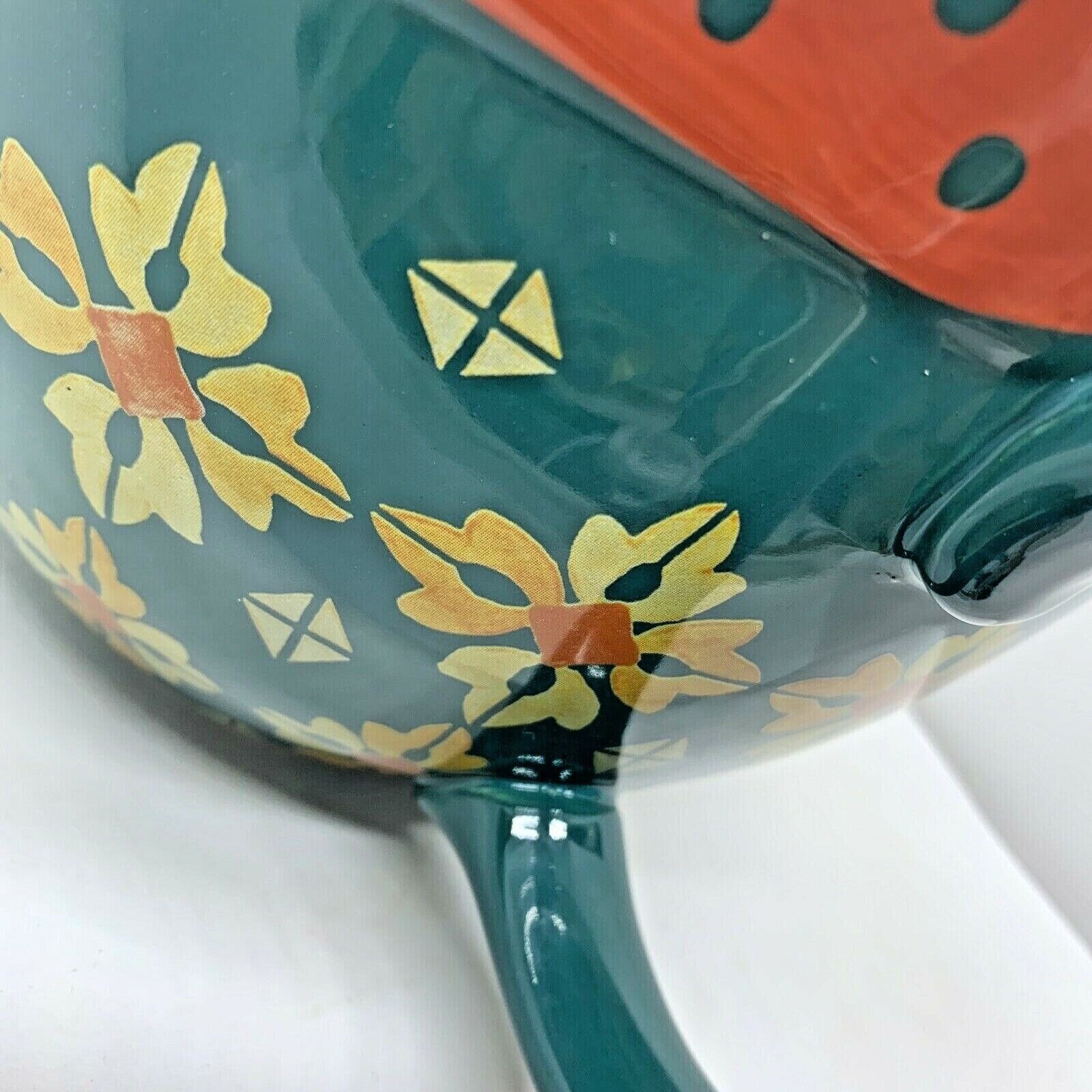 NEW Pioneer Woman Ceramic Batter Mixing Bowl W/handle Vintage Geo Pattern  Green 