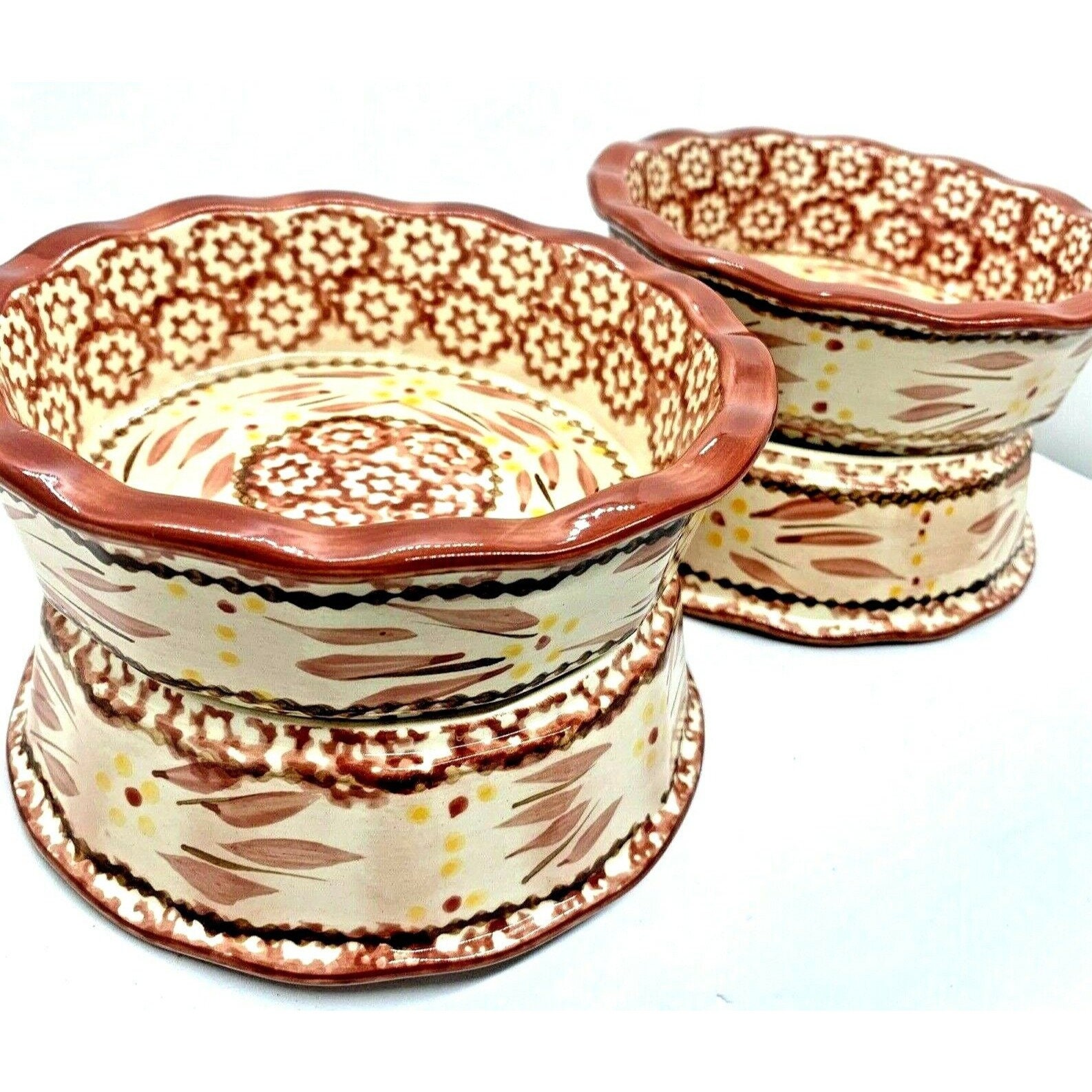 Ruffle Ramekins Temptations by Tara Cranberry Old World Ramekins Ruffled Edge Bowls Set ...