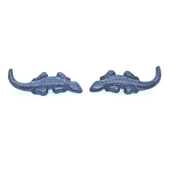 Sunya Currie Gecko Lizzard Clip On Earrings Wood … - image 2