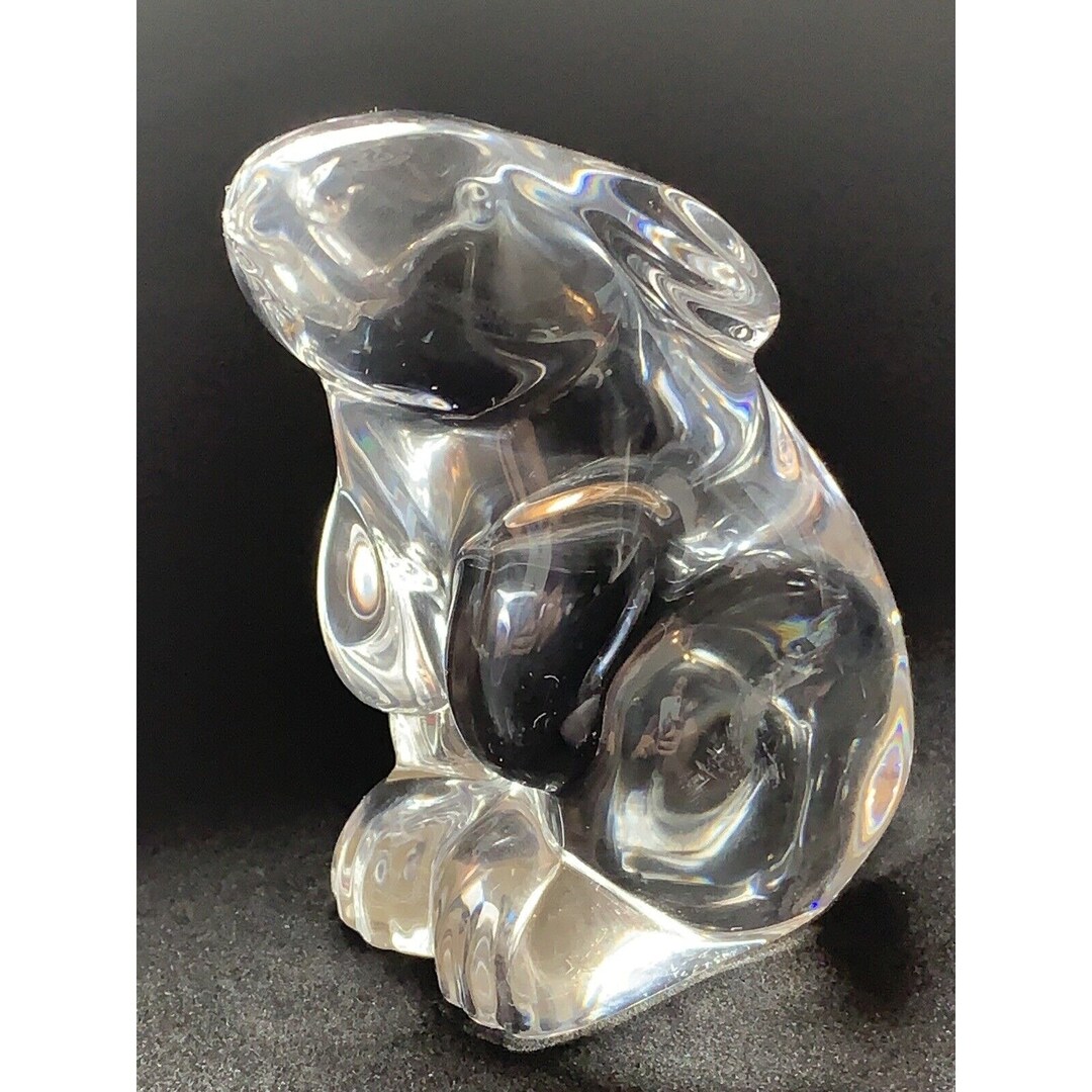 Baccarat Crystal Seated Hare Rabbit Figurine French Sculpted Signed ...