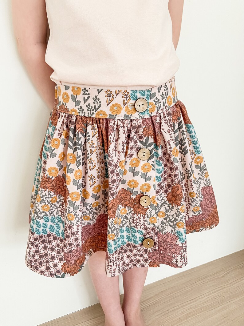Handmade skirt, summer skirt, party skirt, floral, cotton skirt, pockets, girls clothes, kids handmade clothing, Australian seller image 2