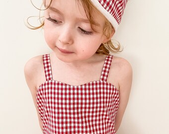 Handmade dress, Summer dress, party dress, gingham dress, bow, cotton dress, girls clothes, kids handmade clothing, Australian seller