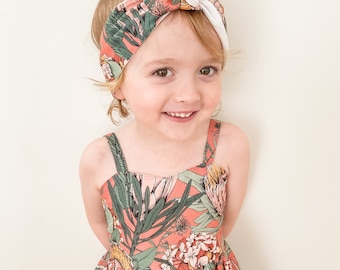 Handmade dress, Summer dress, party dress, floral, linen dress, bow, girls clothes, kids handmade clothing, Australian seller