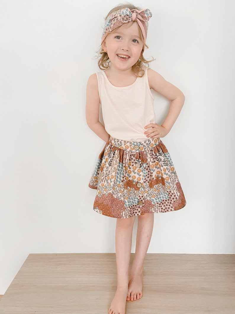 Handmade skirt, summer skirt, party skirt, floral, cotton skirt, pockets, girls clothes, kids handmade clothing, Australian seller image 1