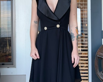 Vintage Black Tuxedo Halter Dress En Francais by Huey Waltzer