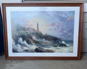 Thomas Kinkade 1997 Clearing Storms Seaside Memories IV in Carved Wood Frame