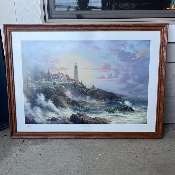 Thomas Kinkade 1997 Clearing Storms Seaside Memories IV in Carved Wood Frame