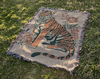 Tiger Woven Baumwolldecke: Retro Boho Sofa Überwurf