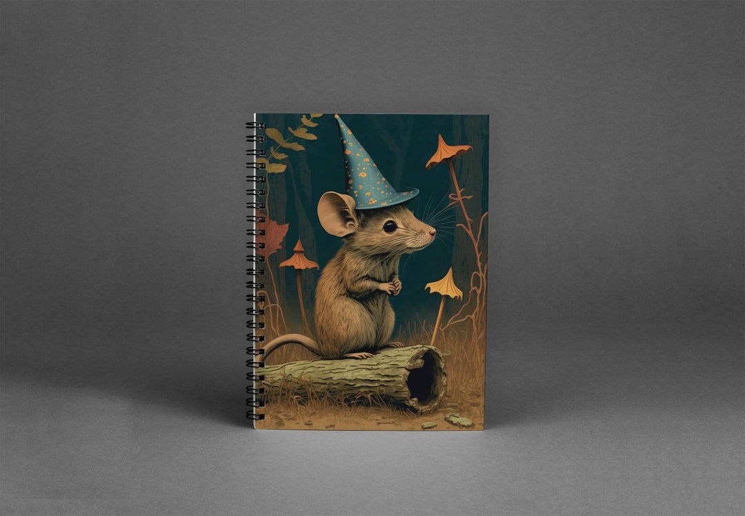 Fairytale Mouse Spiral Notebook Retro 1960s 1970s Cute Animal Notebook