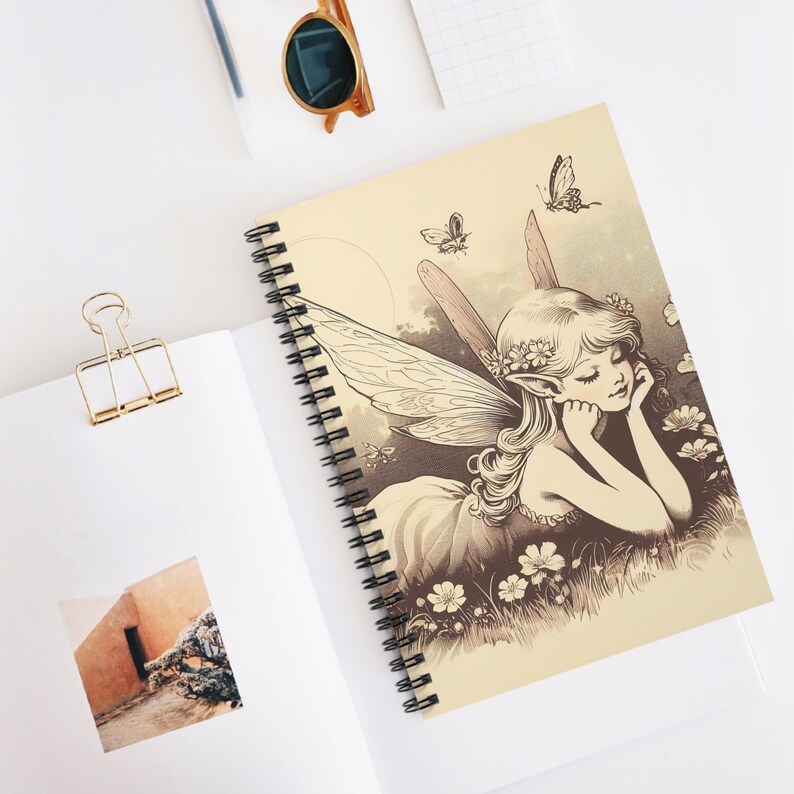 Spiral Notebook Vintage Fairy Journal, Mystical Notebook, Fantasy