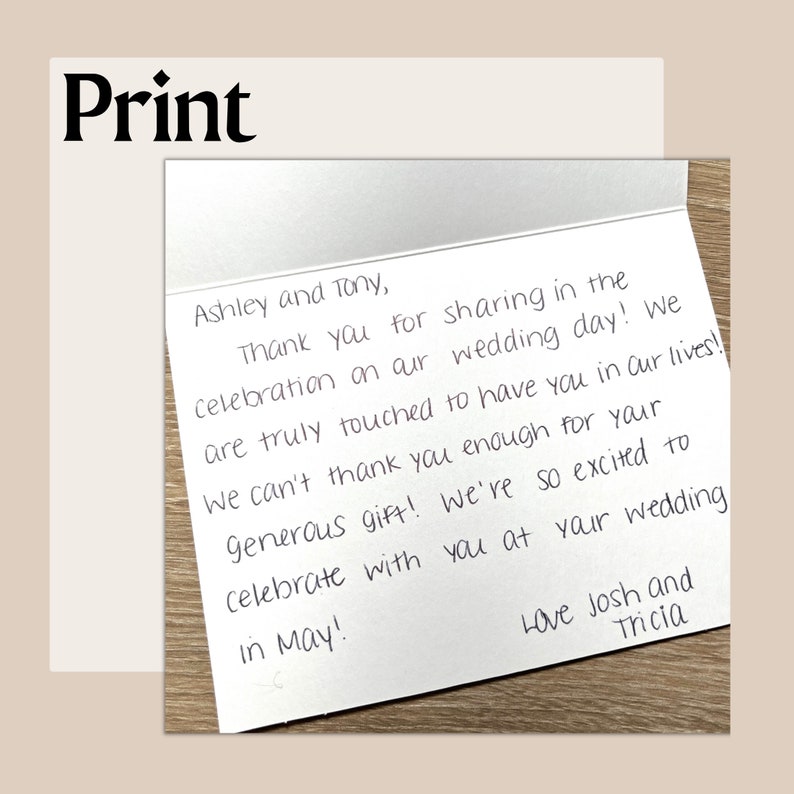 100 Bulk Handwritten Thank You Notes Wedding Shower, Bridal Shower