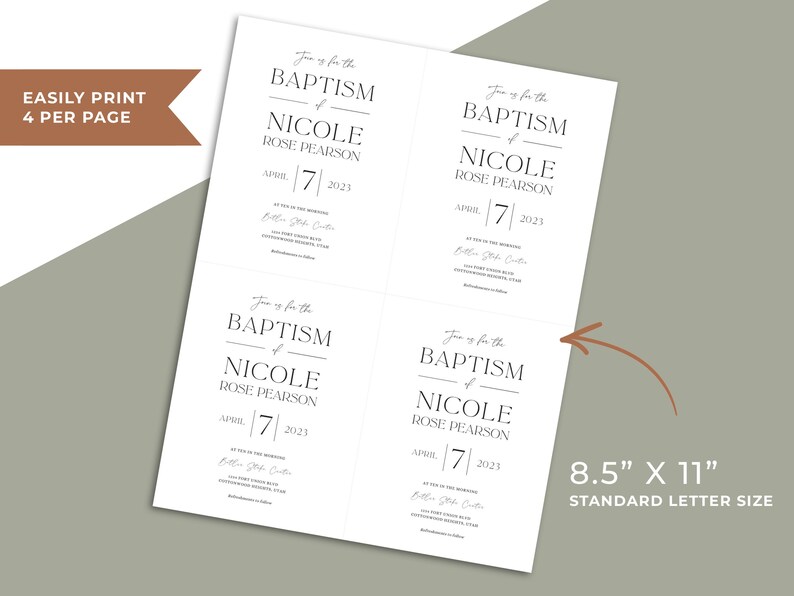 LDS Baptism Invites | LDS Baptism Programs | Edit in Canva | Picture ...