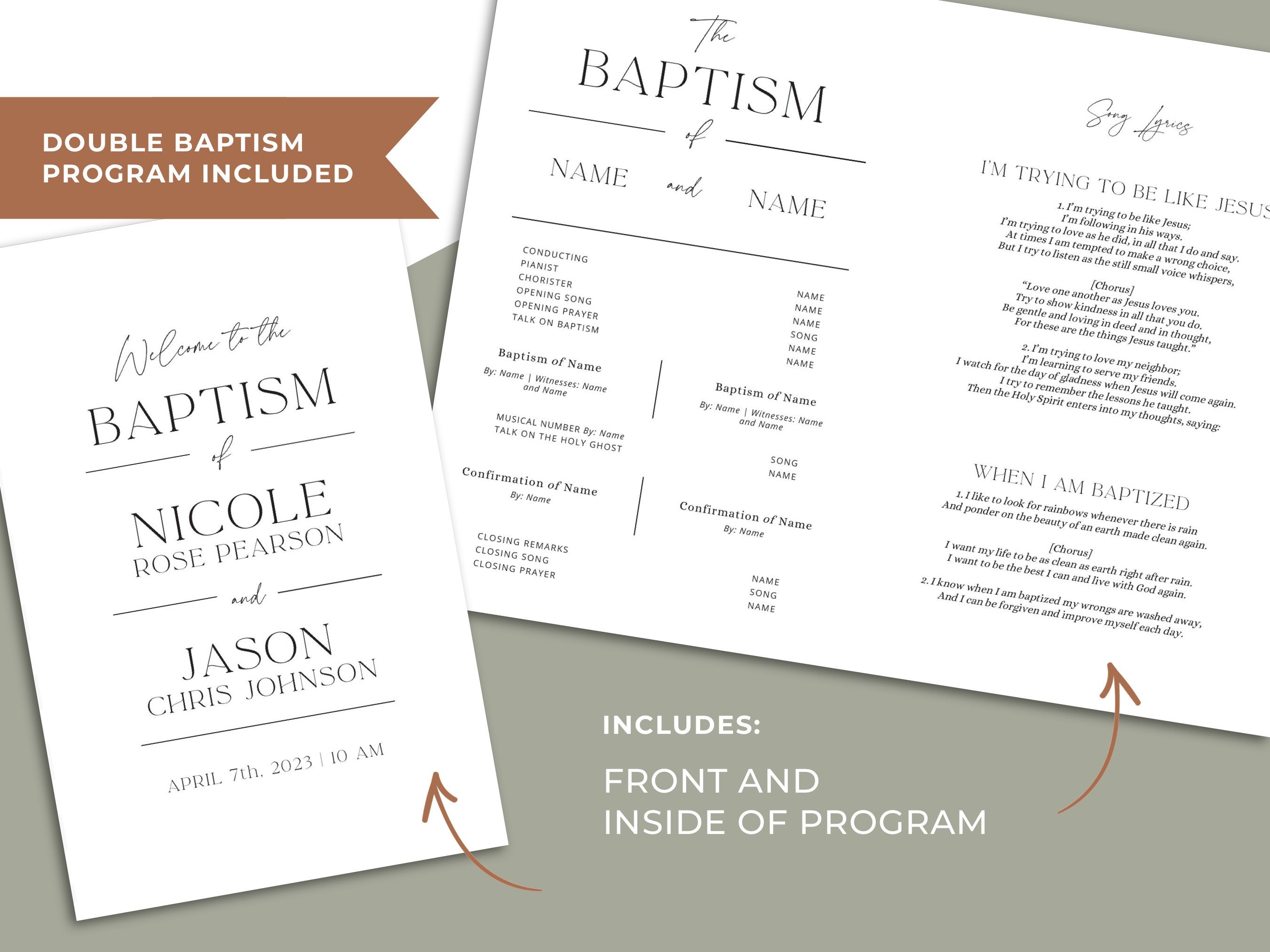 LDS Baptism Invites LDS Baptism Programs Edit in Canva Picture ...