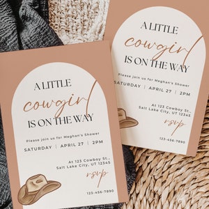 Cowgirl Baby Shower Invitation | Western baby shower | rodeo baby shower | Editable Template | Edit in Canva | Instant Download