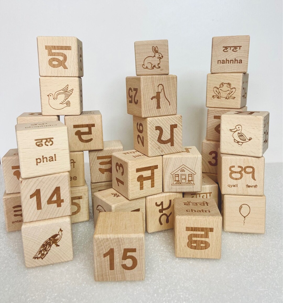 Punjabi Wooden Blocks for Kids I Punjabi Toys I Gurmukhi Blocks I