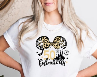 50 Fabulous Shirt, 50th Birthday Shirt, Fifty Birthday Shirt, Fifty And Fabulous, Fifty Birthday Gifts, Leopard Mini Mouse, Gift For Grandma