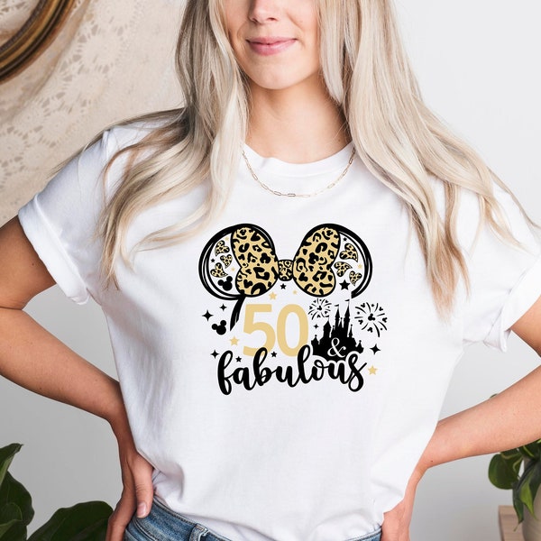 50 Fabulous Shirt, 50th Birthday Shirt, Fifty Birthday Shirt, Fifty And Fabulous, Fifty Birthday Gifts, Leopard Mini Mouse, Gift For Grandma