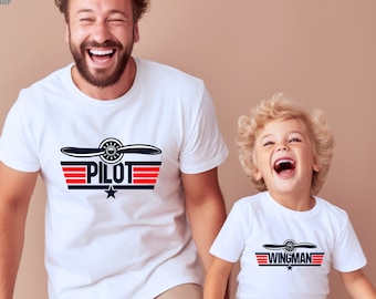 Pilot and Wingman Shirt, Father And Son Matching Shirt, Dad And Baby Tee, Daddy And Me Pilot Tshirt, Gift For Father's Day, Pilot Shirt