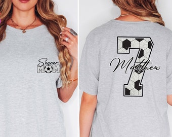 Camiseta personalizada para mamá futbolera, camiseta personalizada para mamá futbolera, camiseta para el día del partido de fútbol, regalo de fútbol personalizado, camiseta para mamá deportiva