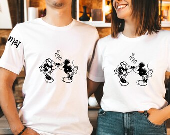 Personalized Mickey and Minnie Valentine T-Shirt, Couple Shirt, Customized Disneyland Valentine Shirt, Custom Initial Shirt, Disney Gift