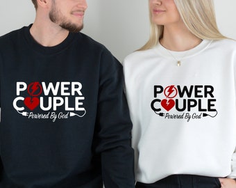 Sudadera "Power Couple", "Impulsado por Dios", para San Valentín, para él y para ella, regalos de aniversario para parejas, regalos de aniversario para padres.
