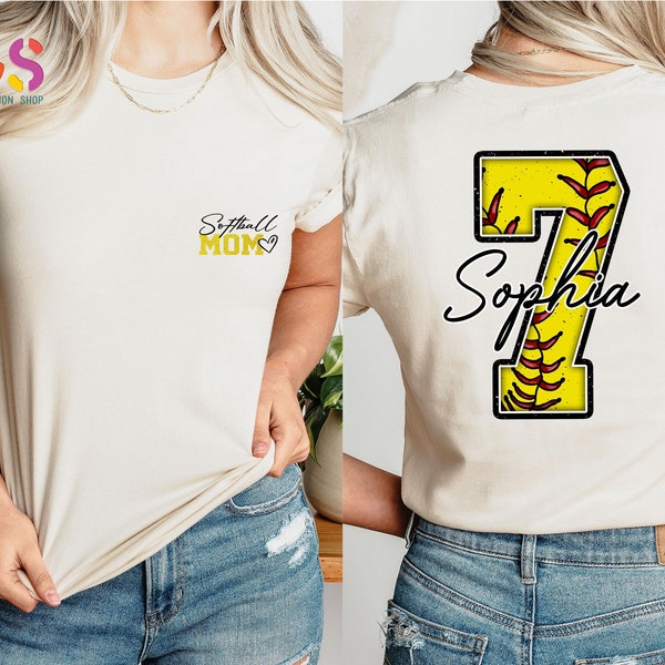 Personalized Softball Mom Shirt, Custom Name and Number Softball mom Shirt, Customized Softball Mom Shirt, Softball Mama T Shirt