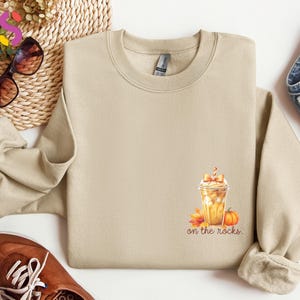 Pumpkin Spice Iced Coffee Sweatshirt, On The Rocks | Coquett, Funny Fall Sweatshirt, Fall Spice Girl Sweater, Pumpkin Season Sweatshirt