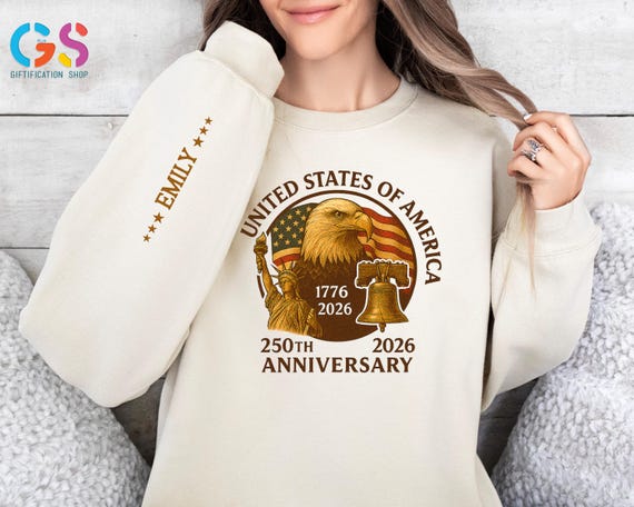 Custom United States Of America Sweatshirt, Personalized 250th Anniversary Sweater, Patriotic Eagle Hoodie