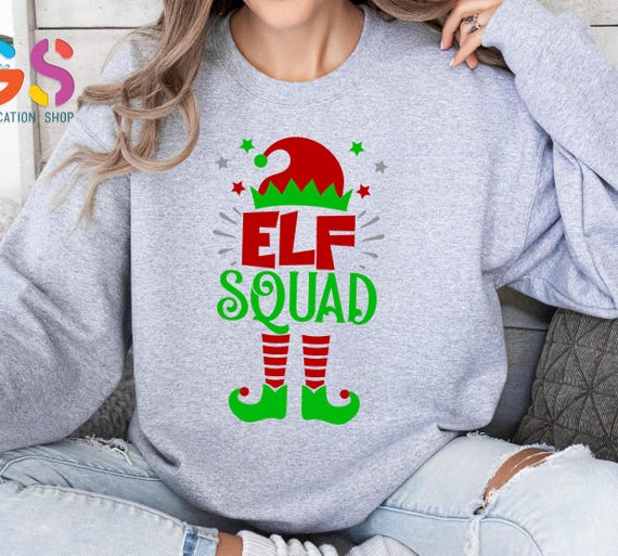 Elf Squad Sweatshirt, Christmas Crew Sweater, Elf Sweater For Christmas, Christmas Sweatshirt for Groups, Christmas Family Sweatshirt